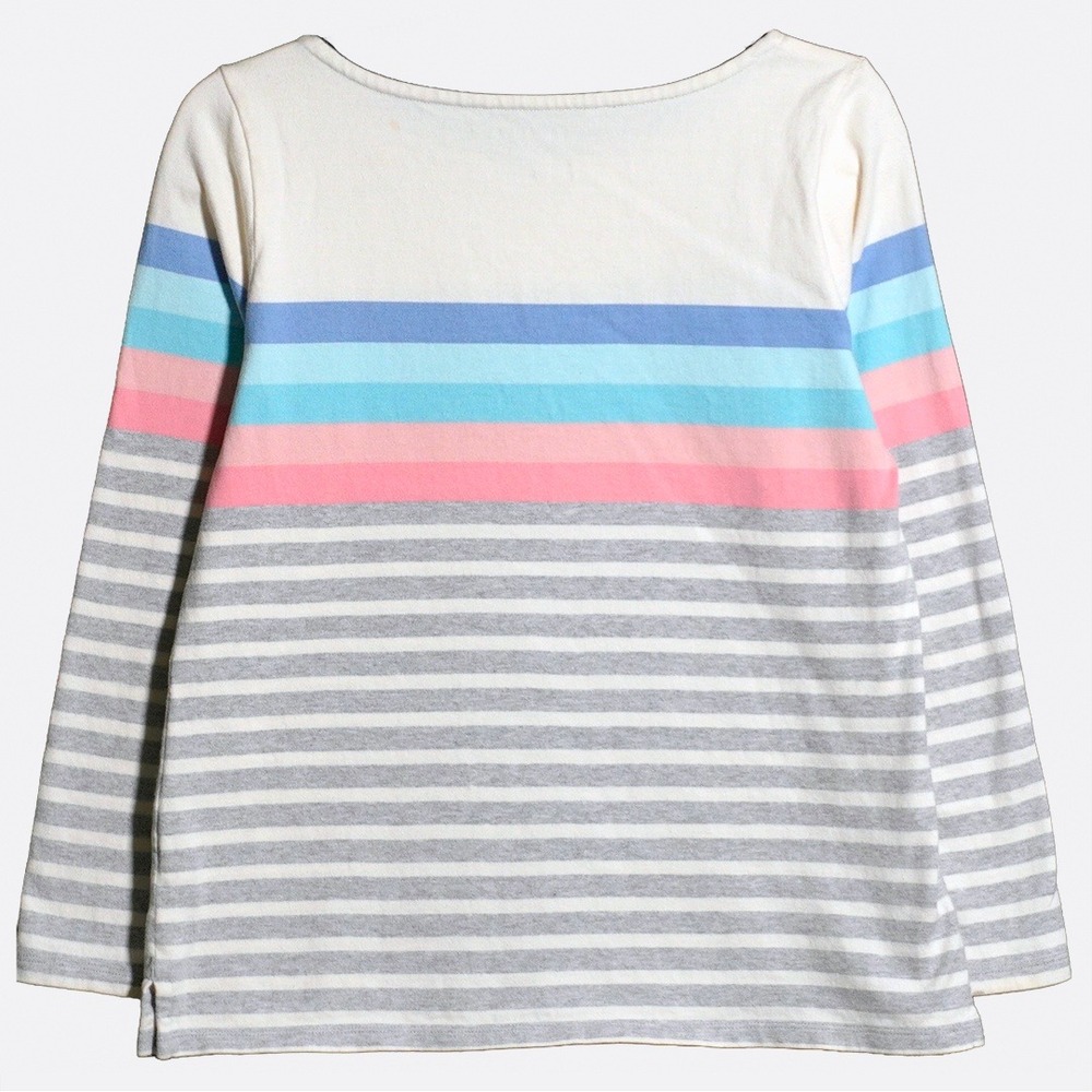 Talbots Hamilton Stripe Authentic Tee Size‎ M Cotton Pastel Boat Neck Top Cream - Picture 3 of 8